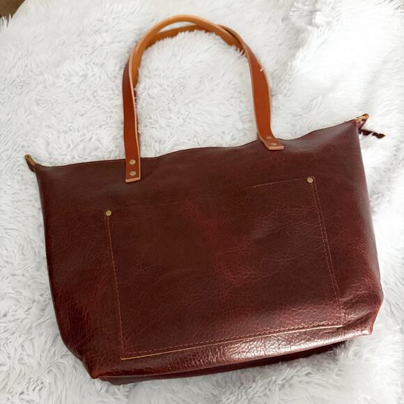 PORTLAND LEATHER | Zipper Cinnamon Bear Red Brown Tan Handles Tandles | Large - Picture 1 of 10